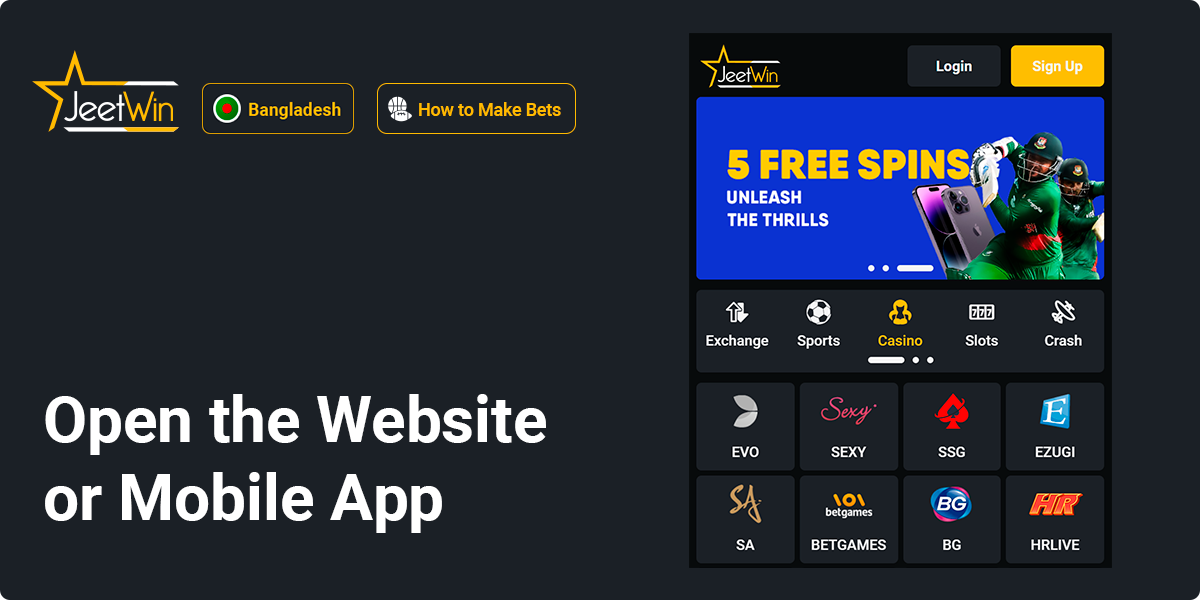Open the Website or Mobile App to start make bets at jeetwin
