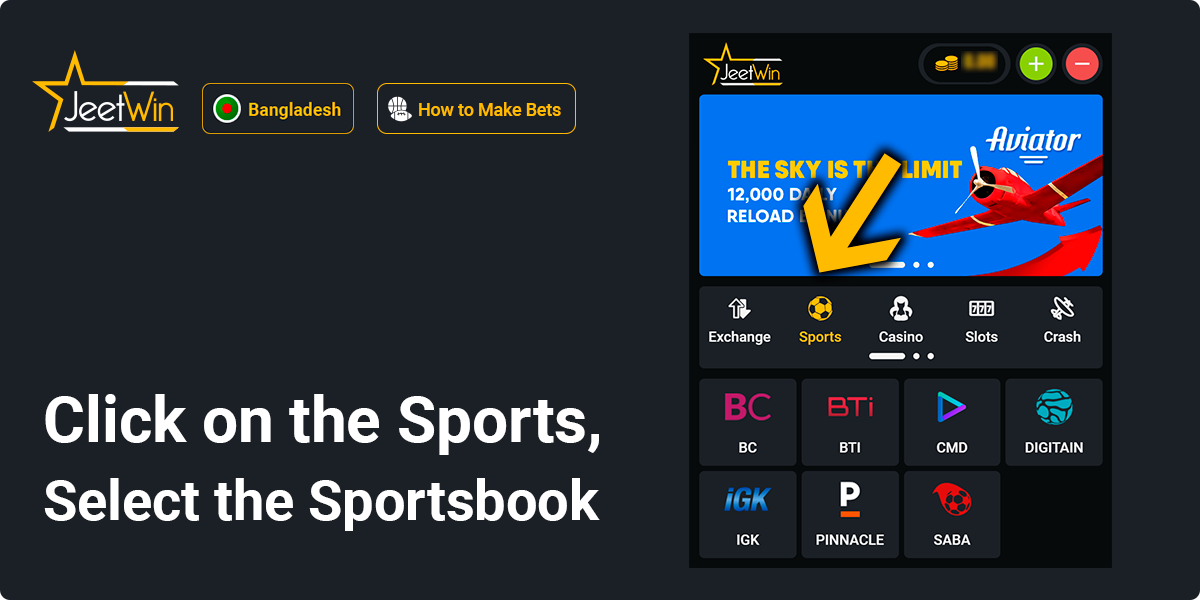Select the sportsbook - Jeetwin