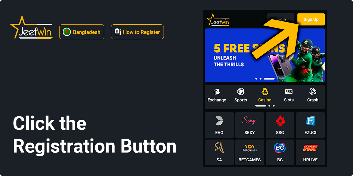 Click the registration button - Jeetwin