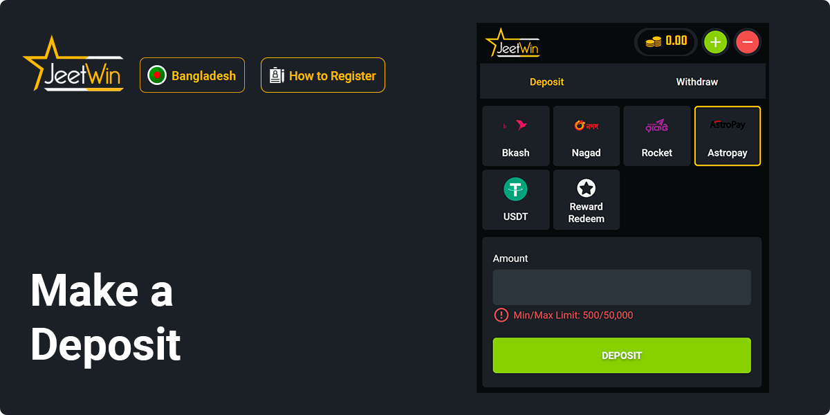 Make a Deposit to Start Playing Jeetwin Casino