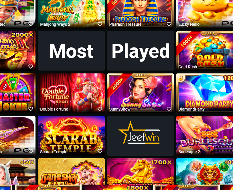 Most Played Jeetwin Games Category