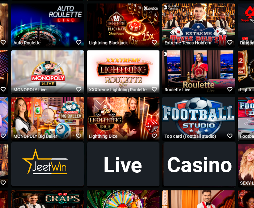 You can play games with real dealers at Live Casino Category - Jeetwin